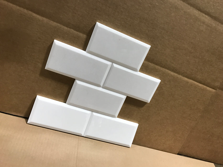 Thassos White Extra Beveled Marble Tile - 3" x 6" x 3/8" Honed