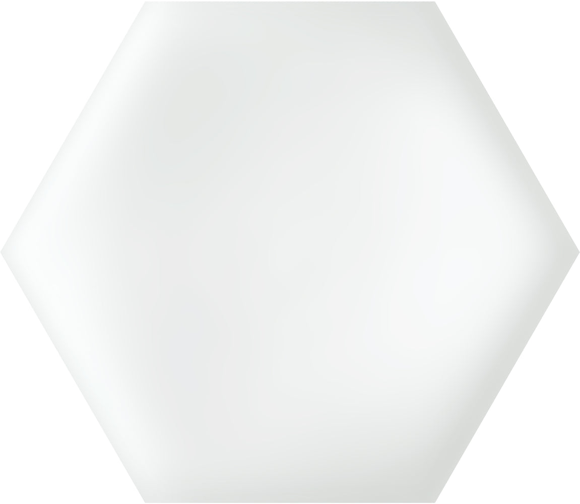 Full Tile Sample - Theory 3D Concave White Ceramic Tile - 7" x 8" Hexagon Matte