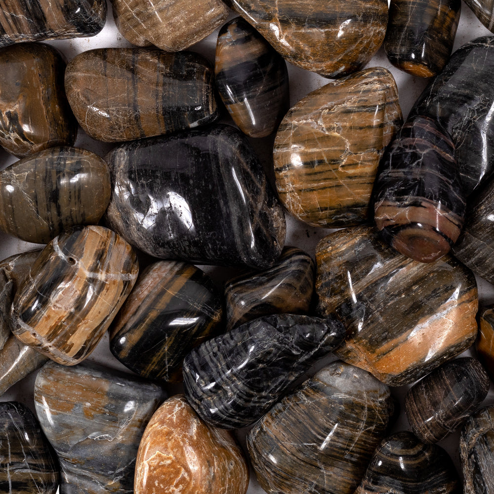 Tiger Stripe Medium Ultra Polished Marble Loose Pebble - Random Sizes