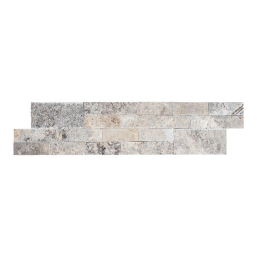 Titanium Natural Cleft Face, Gauged Back Travertine Ledgestone - 6" x 24"