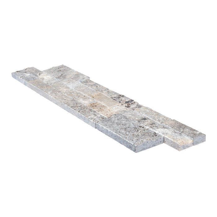 Titanium Travertine Ledgestone - 6" x 24" Natural Cleft Face, Gauged Back