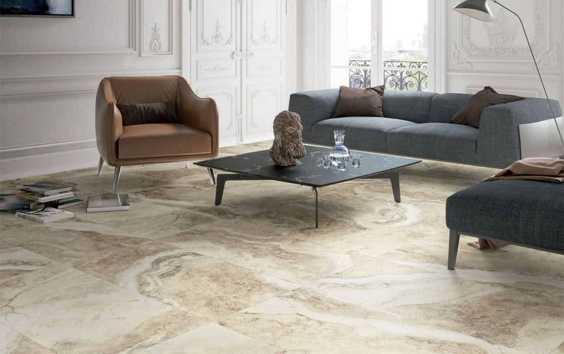 Travertino Caracalla Antracita Porcelain Tile - 12" x 24" Matte