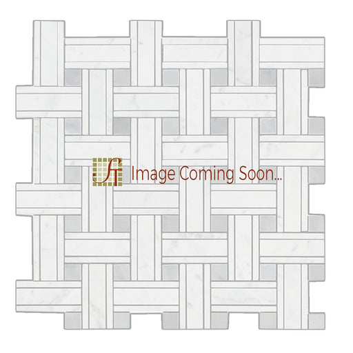 White Carrara Marble Mosaic - Triple Weave with Black & Gray Polished