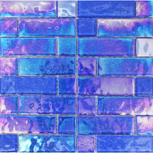 Full Sheet Sample - Aquatica Stardust Tropic Multi Linear Glass Mosaic - 12" x 12" Glossy