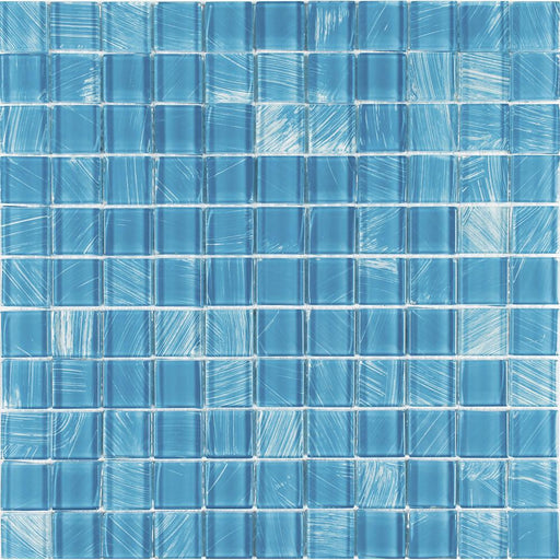 Full Sheet Sample - Aquatica Watercolors Turquiose Glass Mosaic - 1" x 1" Glossy