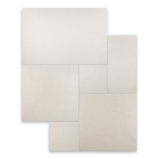 Tuscan White Tumbled Limestone Paver Versailles Pattern - Various Sizes