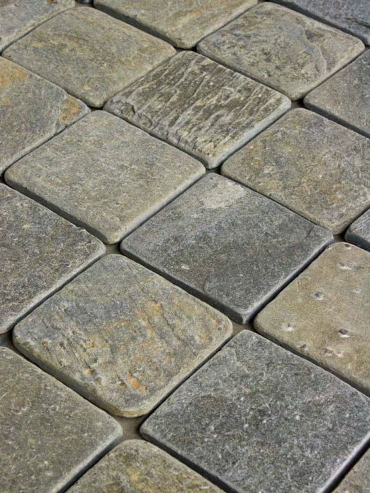 Full Tile Sample - Gold Green Slate Tile - 3" x 6" x 3/8" Tumbled
