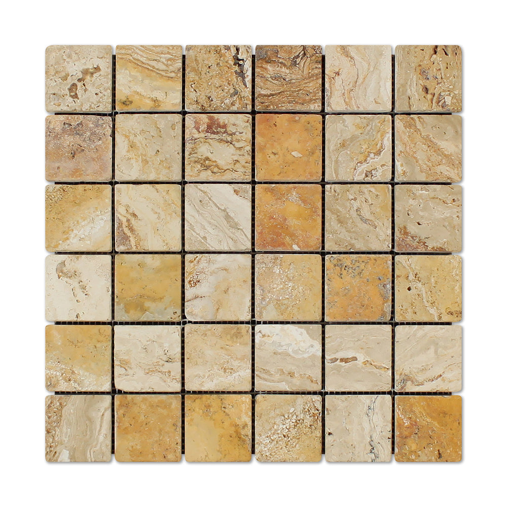 Valencia Travertine Mosaic - 2" x 2" Honed