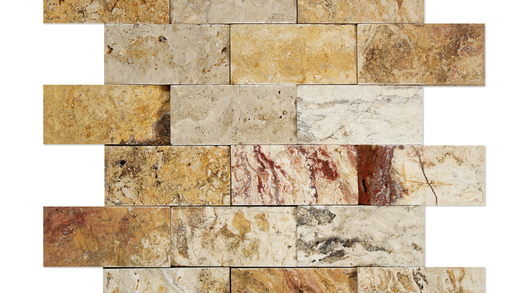 Valencia Travertine Mosaic - 2" x 4" Brick Split Face
