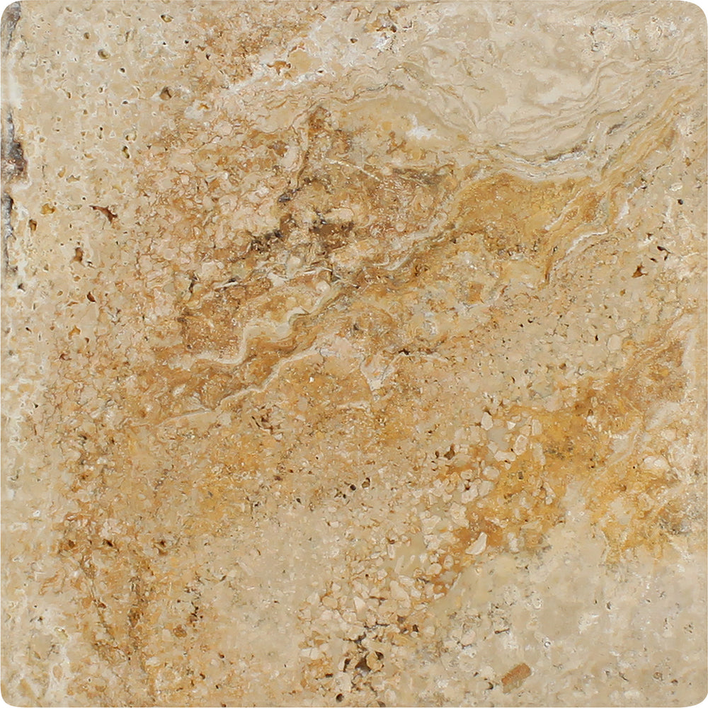 Full Tile Sample - Valencia Travertine Tile - 4" x 4" Filled & Honed