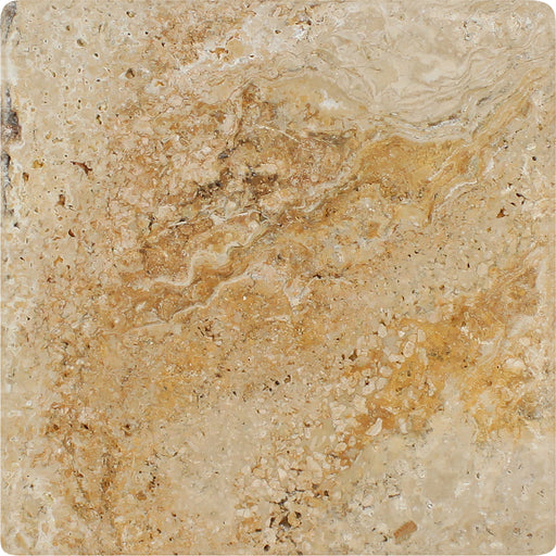Full Tile Sample - Valencia Travertine Tile - 4" x 4" x 3/8" Filled & Honed