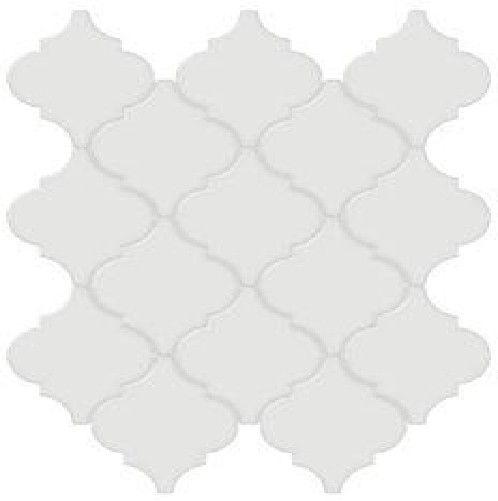 Full Sheet Sample - Soho Bevel Vintage Grey Arabesque Ceramic Mosaic - 12" x 13.25" x 7 MM Glossy