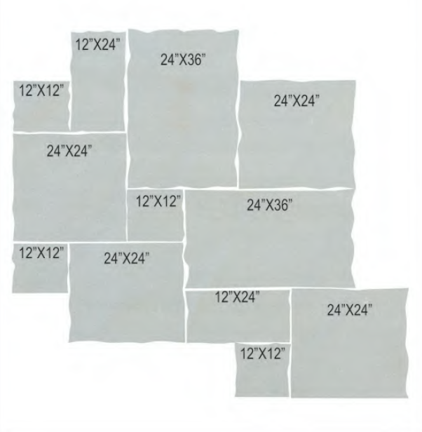 Vintage White Sandblasted Sandstone Rock Face Jumbo Pattern - 12" x 12" x +/- 1 1/4"