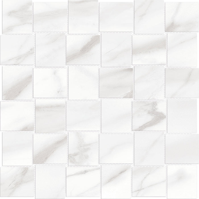 Full Sheet Sample - Mayfair Volakas Grigio Basket Weave Porcelain Mosaic - 2" x 2" Polished