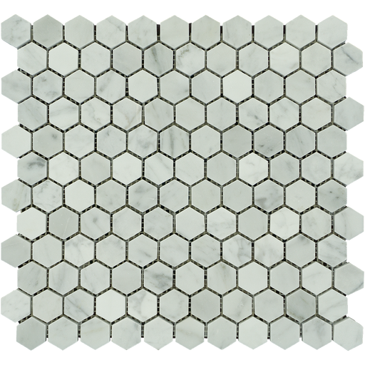 White Carrara Marble Mosaic - 1" Hexagon Polished
