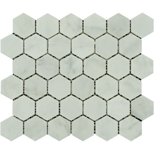 White Carrara Marble Mosaic - 2" Hexagon Polished
