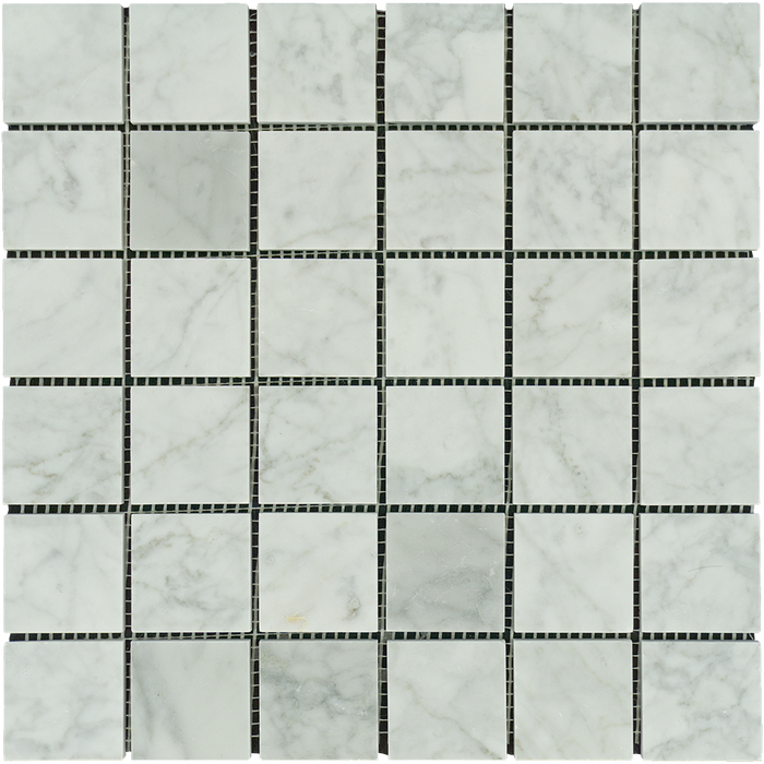 White Carrara Marble Mosaic - 2" x 2" Polished