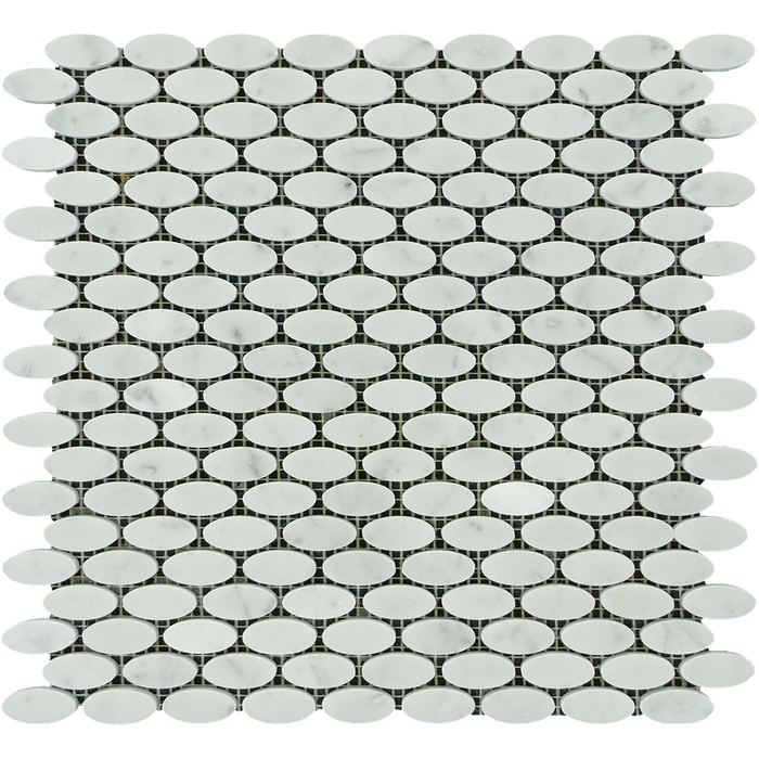 White Carrara Marble Mosaic - Oval Polished