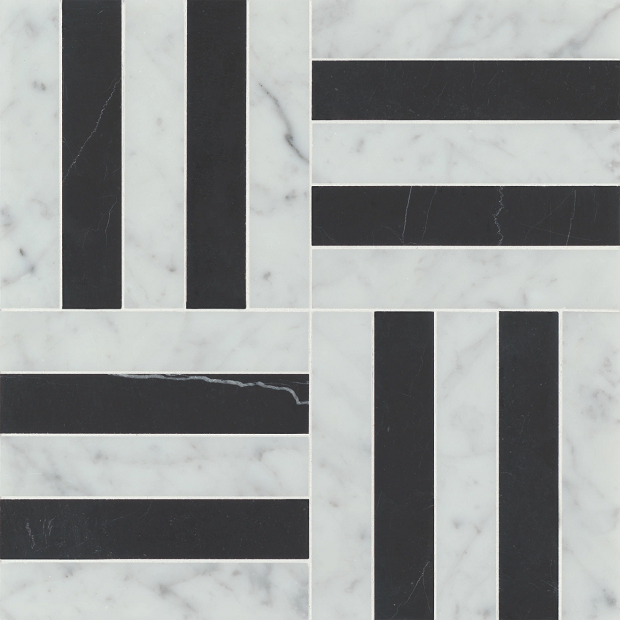 Matisse White Carrara & Nero Marquina 2 WHTCARNER