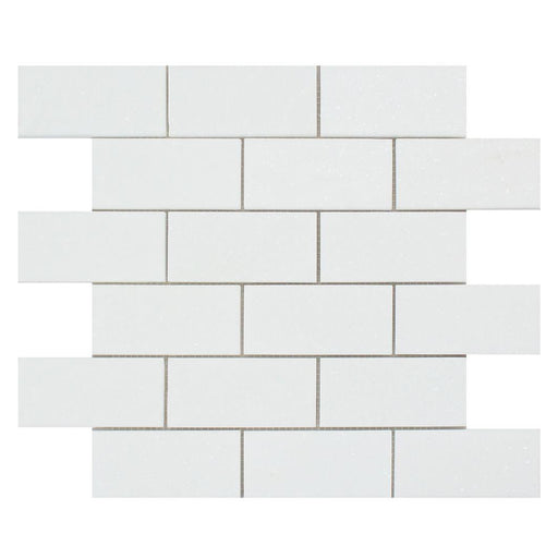 Thassos White Marble Mosaic - 2" x 4" Brick Polished