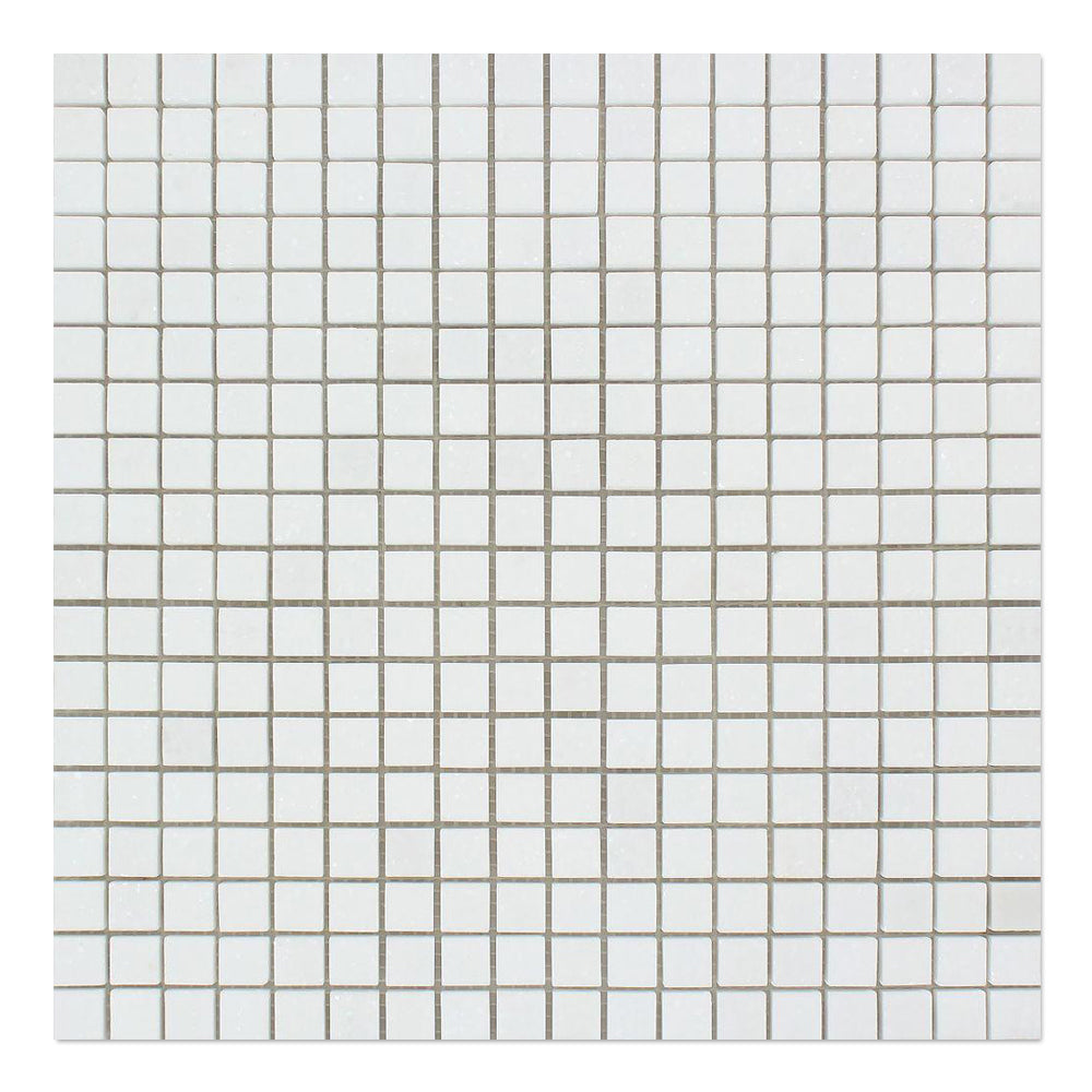 Thassos White Marble Mosaic - 5/8" x 5/8" Honed