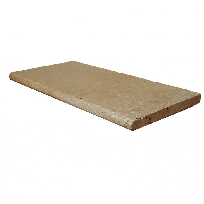 Walnut Tumbled Travertine Pool Coping - 12" x 24" x 1 1/4"