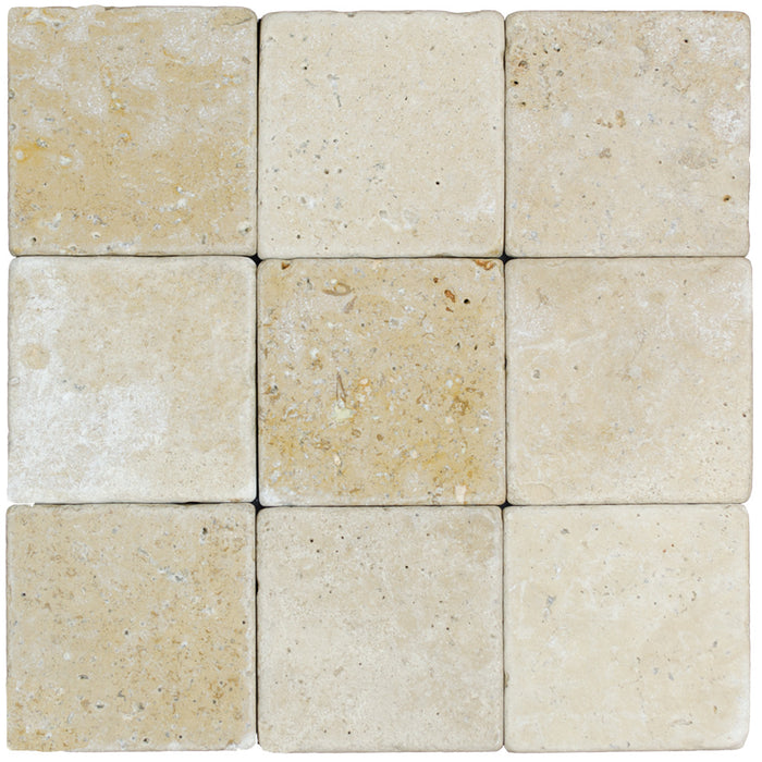 Full Paver Sample - Walnut Travertine Paver - 16" x 16" x 1 1/4" Tumbled