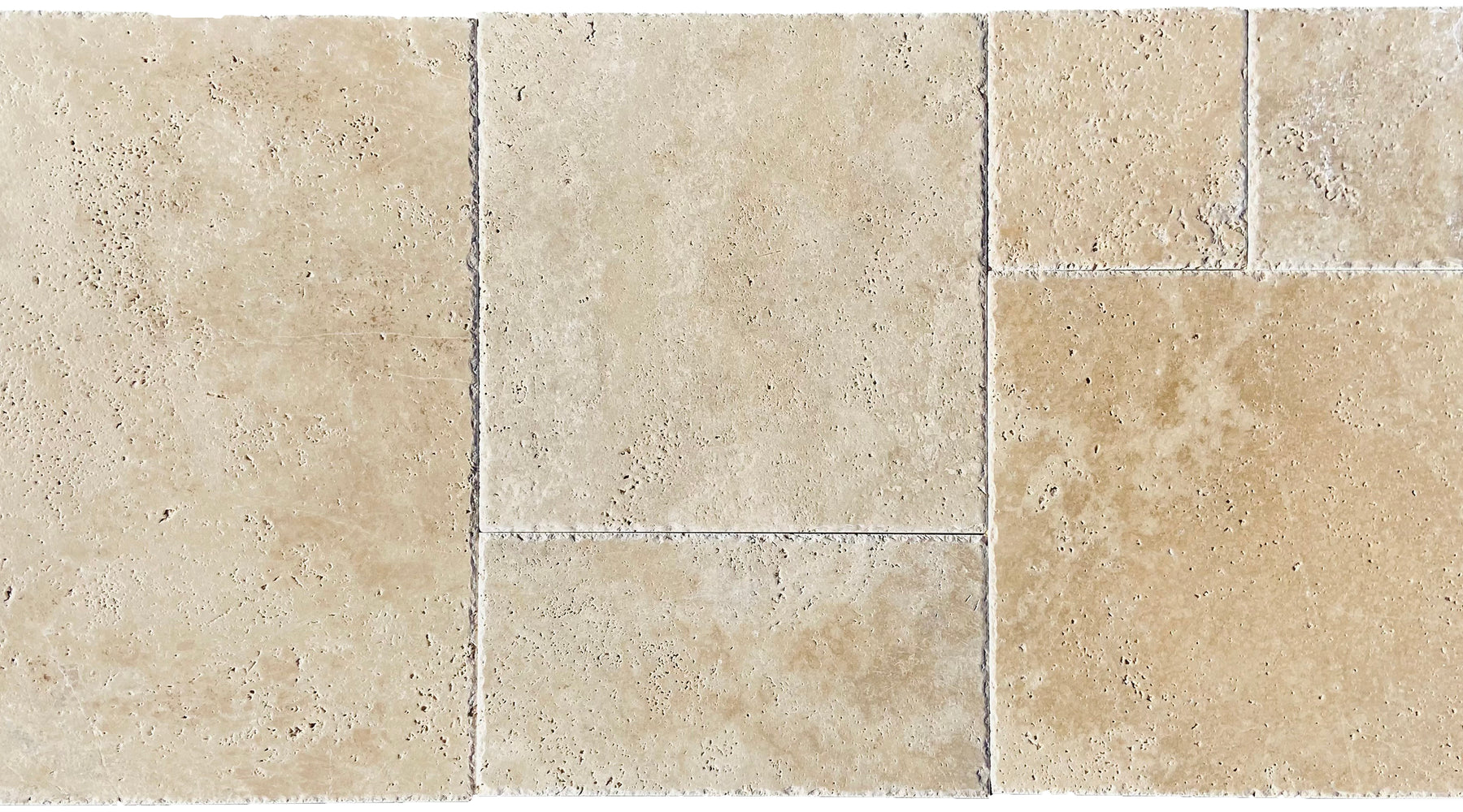 Walnut Travertine Versailles Pattern - Unfilled, Chiseled & Brushed
