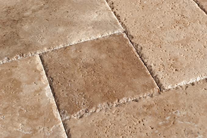 Walnut Travertine Roman Pattern - Unfilled, Chiseled & Brushed