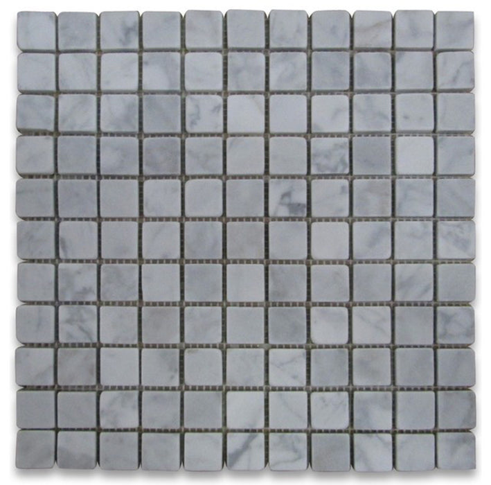 White Carrara Marble Mosaic - 1" x 1" Tumbled