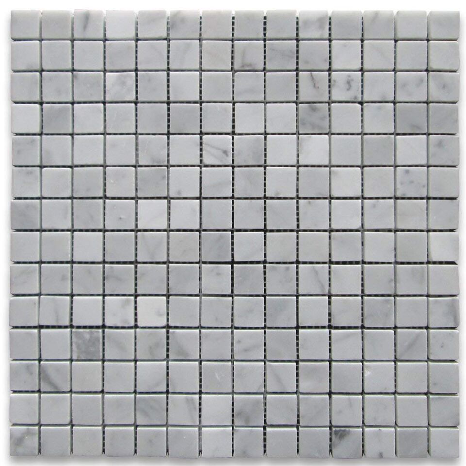 White Carrara Marble Mosaic - 3/4" x 3/4" Honed