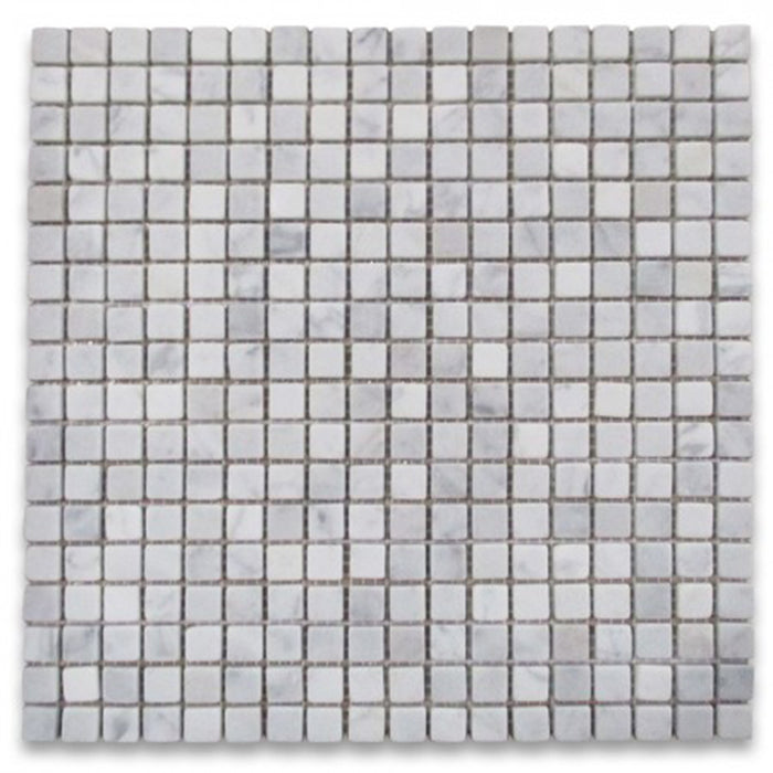 White Carrara Marble Mosaic - 5/8" x 5/8" Tumbled