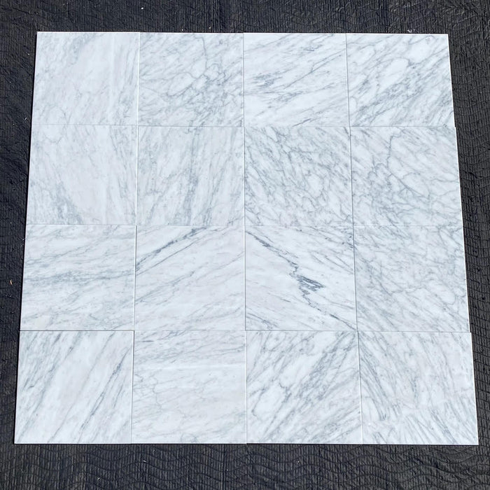 White Carrara C Marble Tile - 12" x 12" Honed