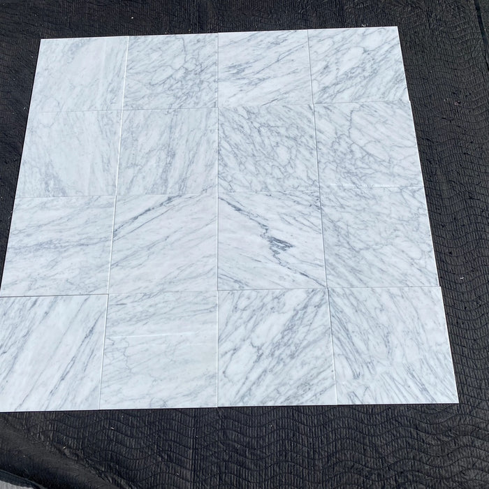 White Carrara C Marble Tile - Honed