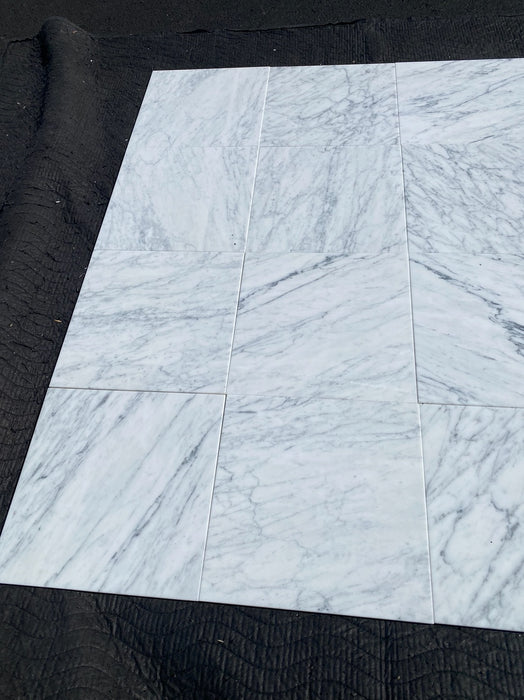 White Carrara C Polished Marble Tile - 12" x 12" x 3/8"
