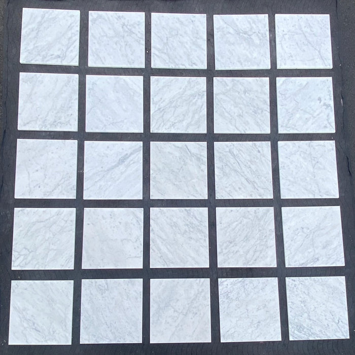 White Carrara CD Marble Tile - 12" x 12" Honed