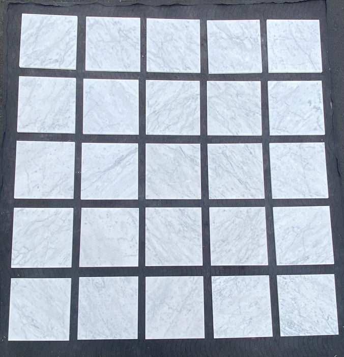 White Carrara CD Marble Tile - 12" x 12" Honed