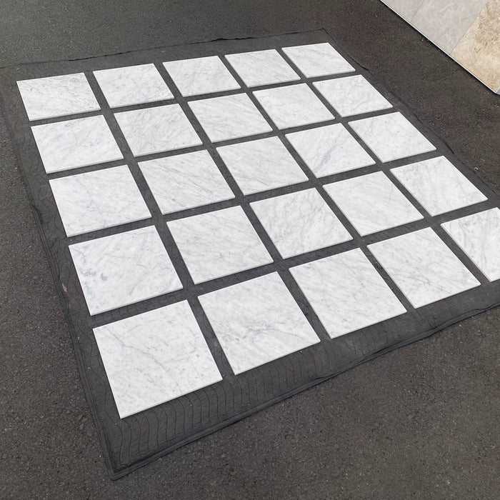 White Carrara CD Honed Marble Tile - 12" x 12" x 3/8"