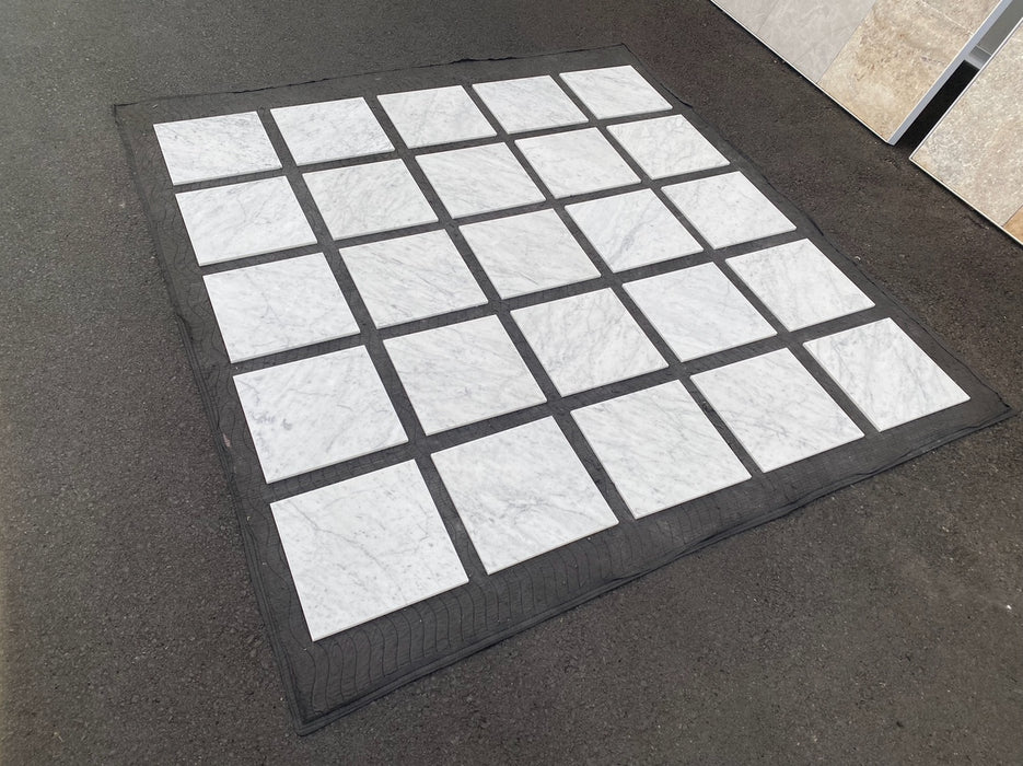 White Carrara CD Honed Marble Tile - 12" x 12" x 3/8"
