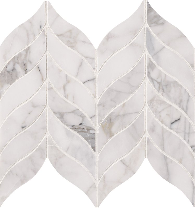 White Carrara Marble Mosaic - Leaf Polished