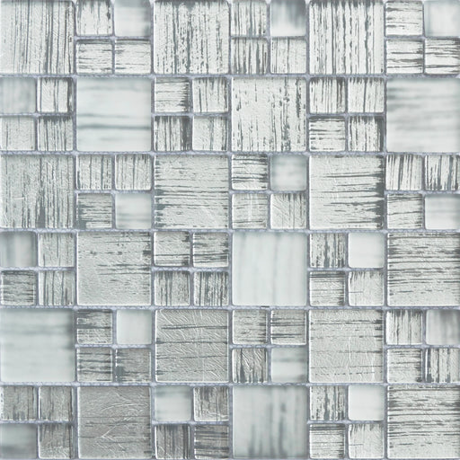 White Smoke  Glass Mosaic - Random Block