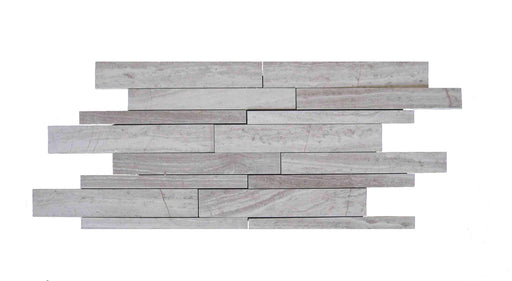 White Wood Dark Marble Mosaic - Cultured Brick Honed