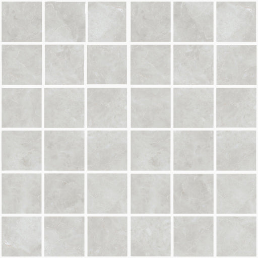 Full Sheet Sample - Asiago White Porcelain Mosaic - 2" x 2" Matte