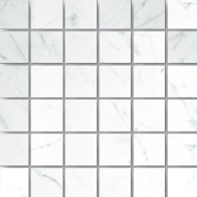 Full Sheet Sample - Calacatta White Ceramic Mosaic - 2" x 2" Matte