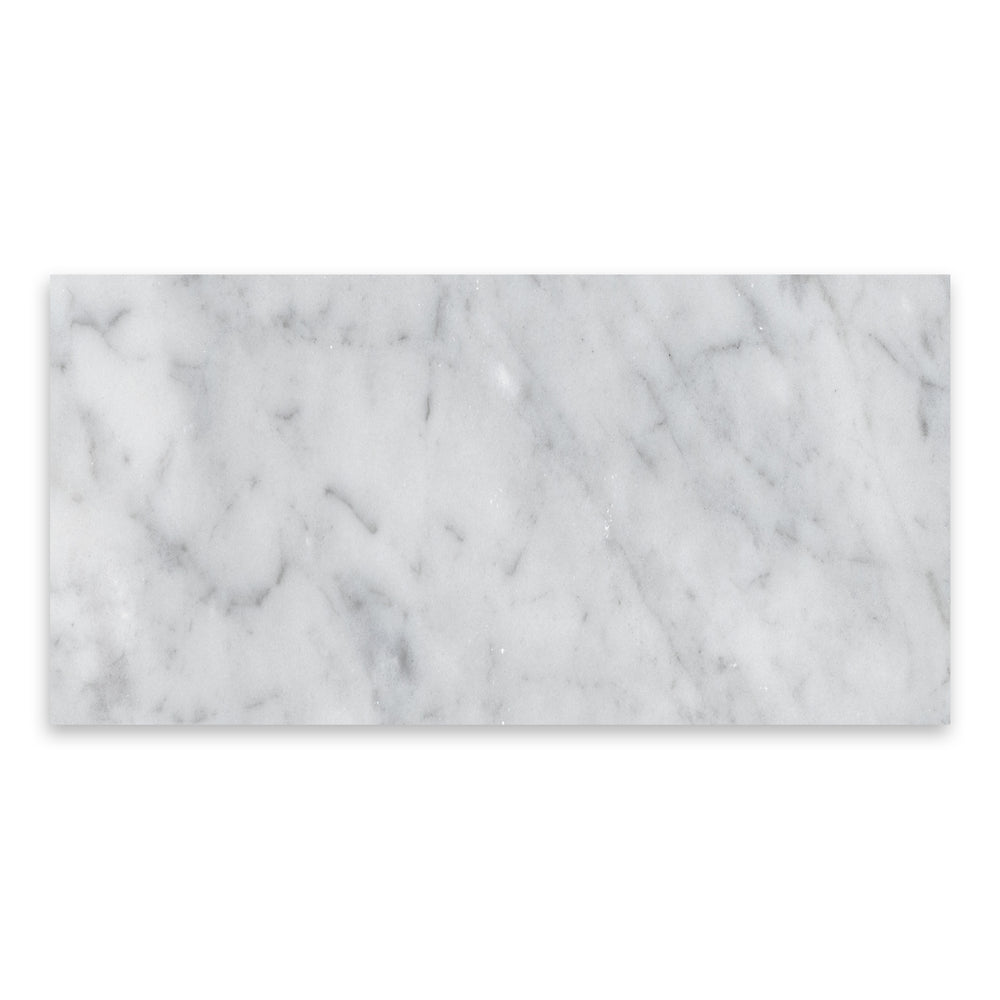 Full Tile Sample - White Carrara Marble Tile - 4" x 8" x 3/8" Honed