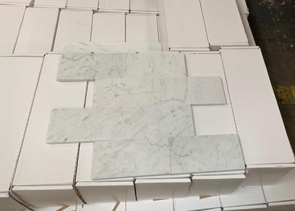 White Carrara Honed Marble Tile - 3" x 6" x 3/8"