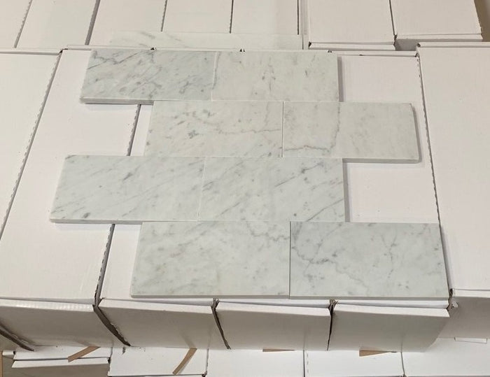White Carrara Marble Tile - 3" x 6" x 3/8" Polished