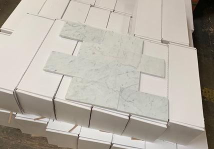 Honed White Carrara Marble Tile - 3" x 6" x 3/8"