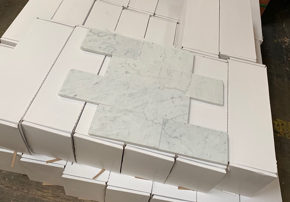 White Carrara Marble Tile - 3" x 6" x 3/8"