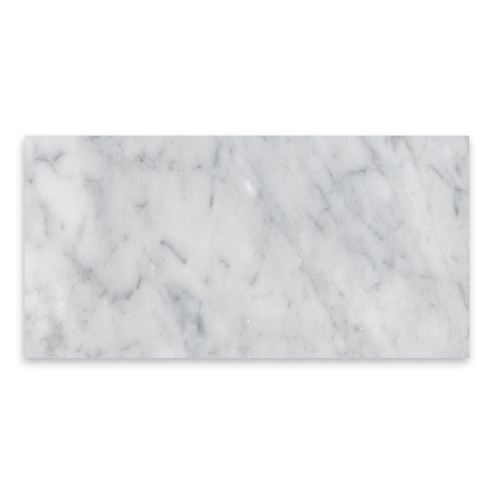 Full Tile Sample - White Carrara Marble Tile - 4" x 8" x 3/8" Polished